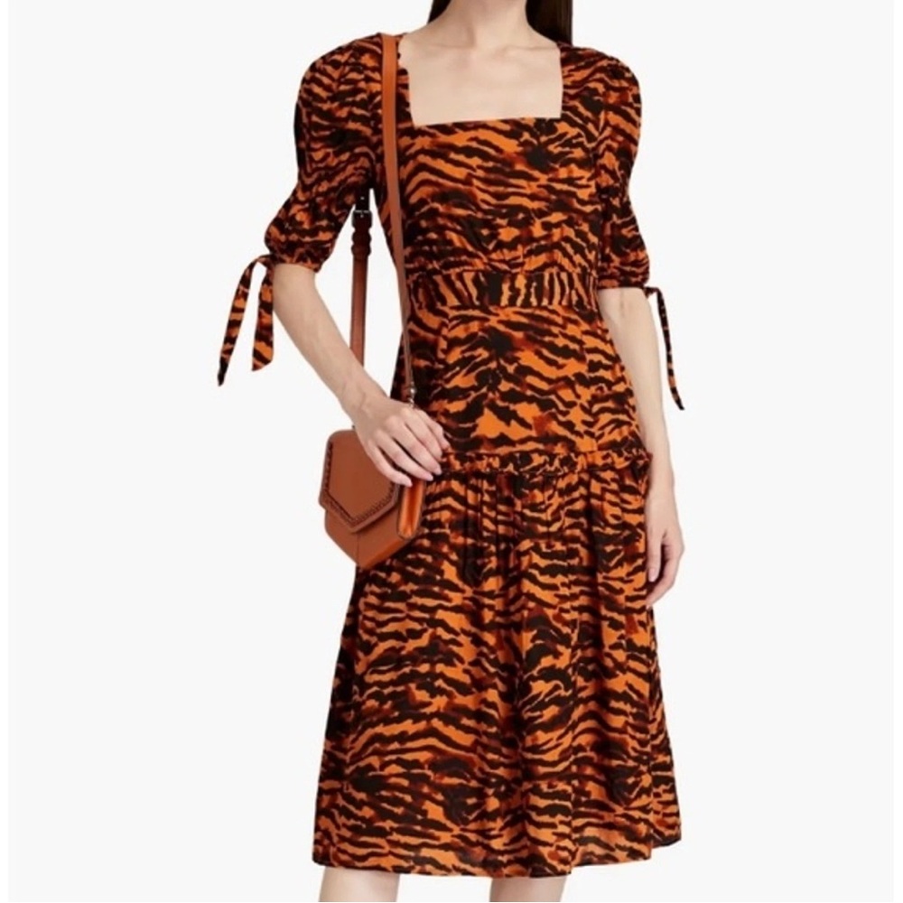 Walter Baker Size 4 Yosline Tiger -Jacquard Midi Dress Whimsical Edgy Grunge